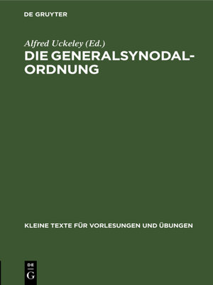 cover image of Die Generalsynodal-Ordnung